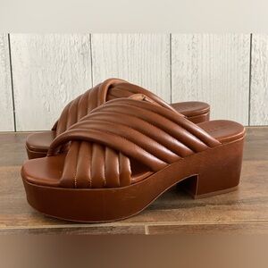 Mercedes Castillo Veronica Criss Cross Leather Platform Sandals Brown 37 7